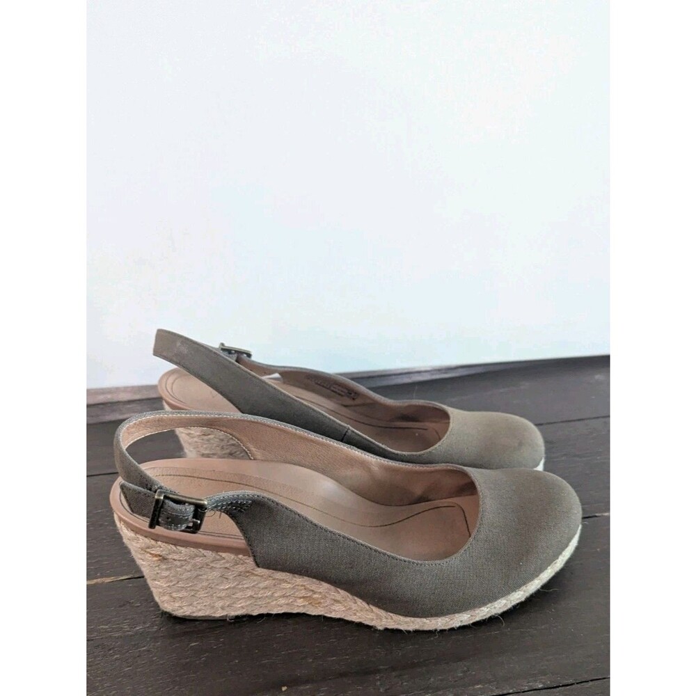 Vionic Espadrille Slingback Wedges, Olive Green Canvas, Women's 10